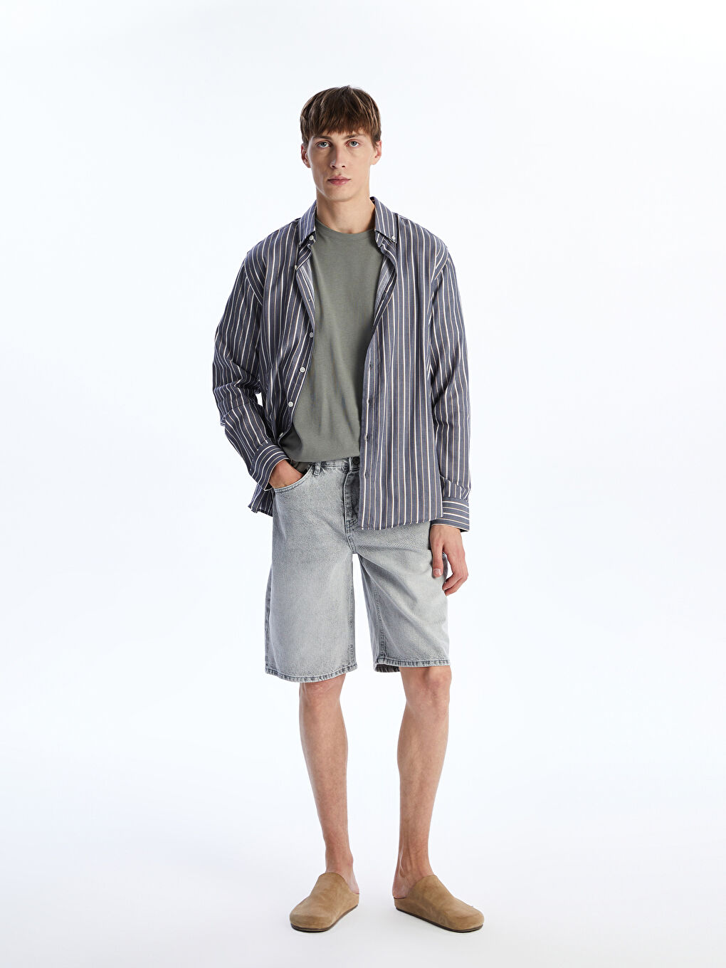 Relaxed Fit Men's Denim Shorts -S5Q987Z8-GRD