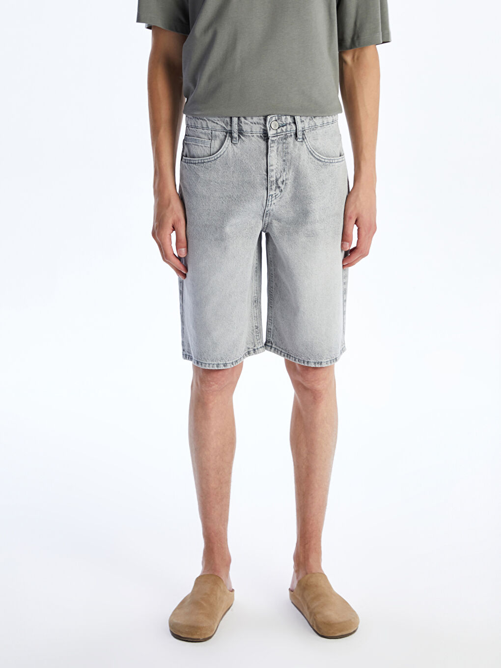 Relaxed Fit Men's Denim Shorts -S5Q987Z8-GRD