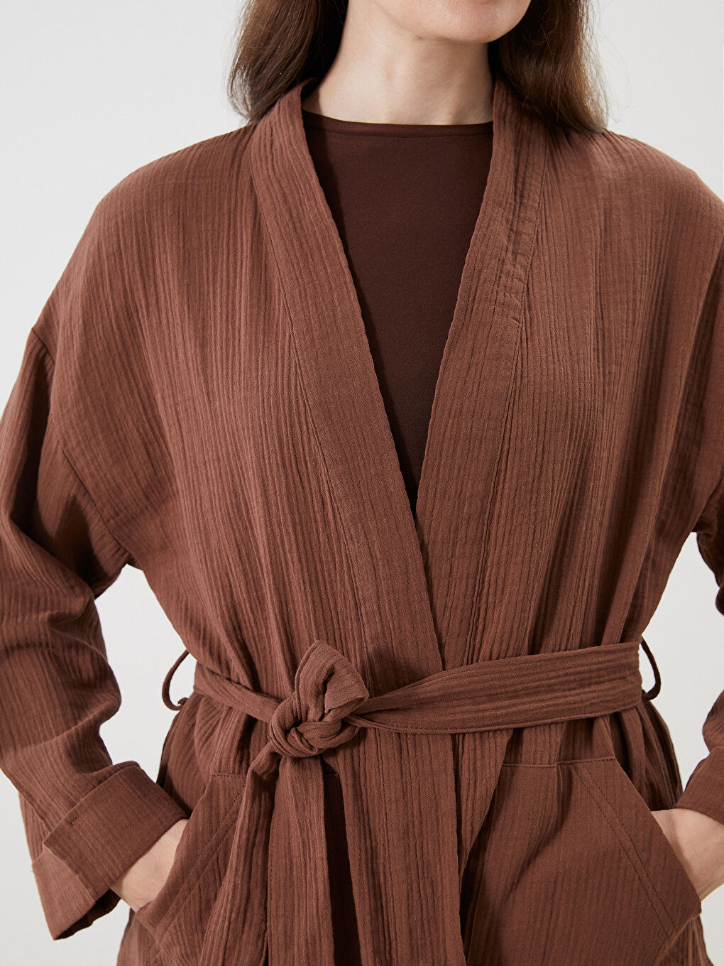 LCW Grace Shawl Collar Textured Women's Kimono -S5Q995Z8-ZP7