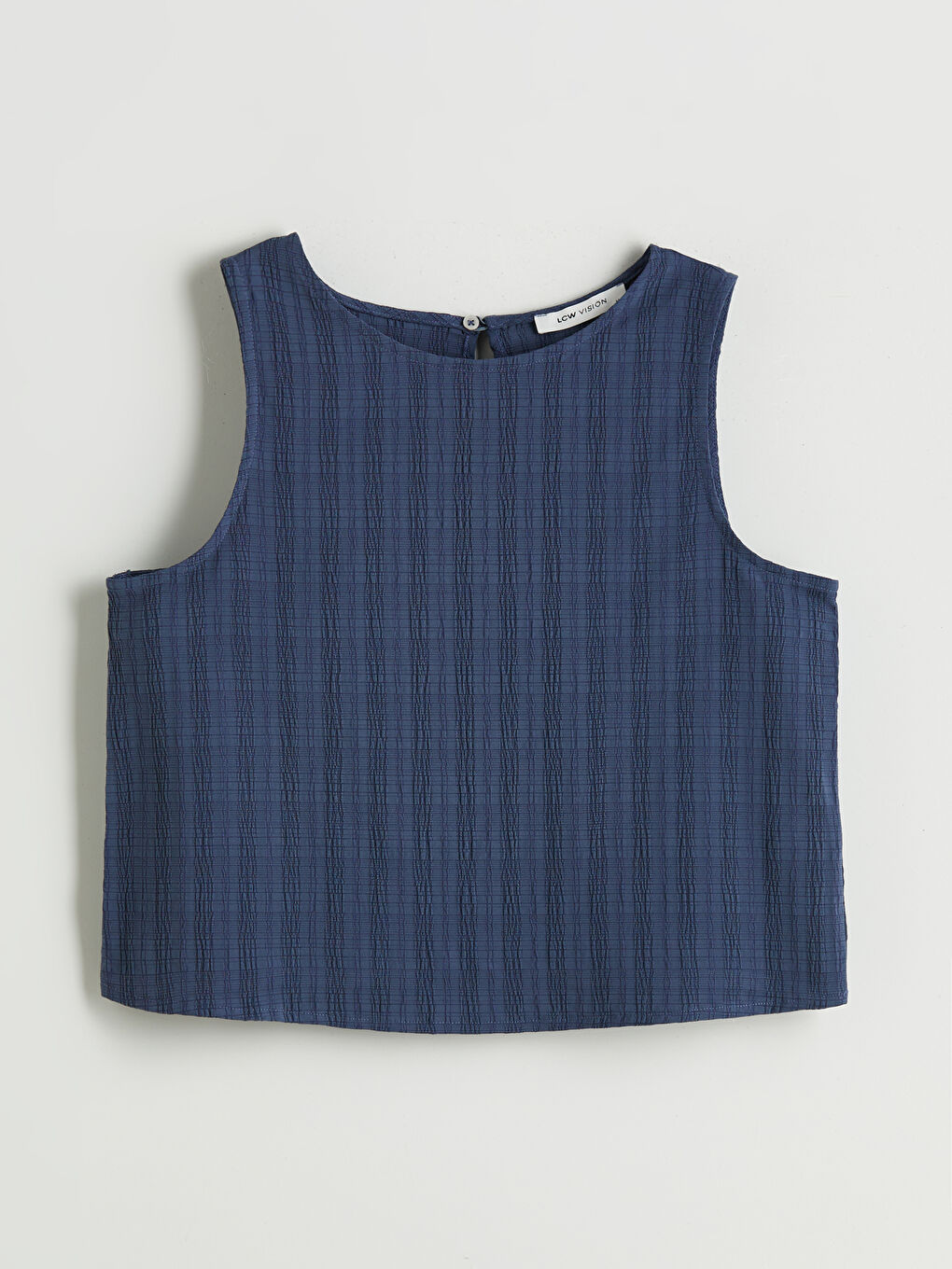 Lacivert Bisiklet Yaka Dokulu Bluz-4