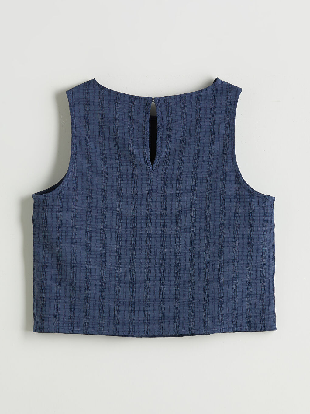 Lacivert Bisiklet Yaka Dokulu Bluz-5