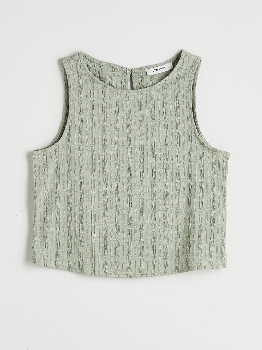 Yeşil Bisiklet Yaka Dokulu Bluz-4