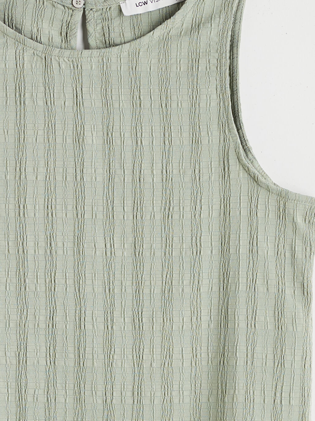 Yeşil Bisiklet Yaka Dokulu Bluz-6