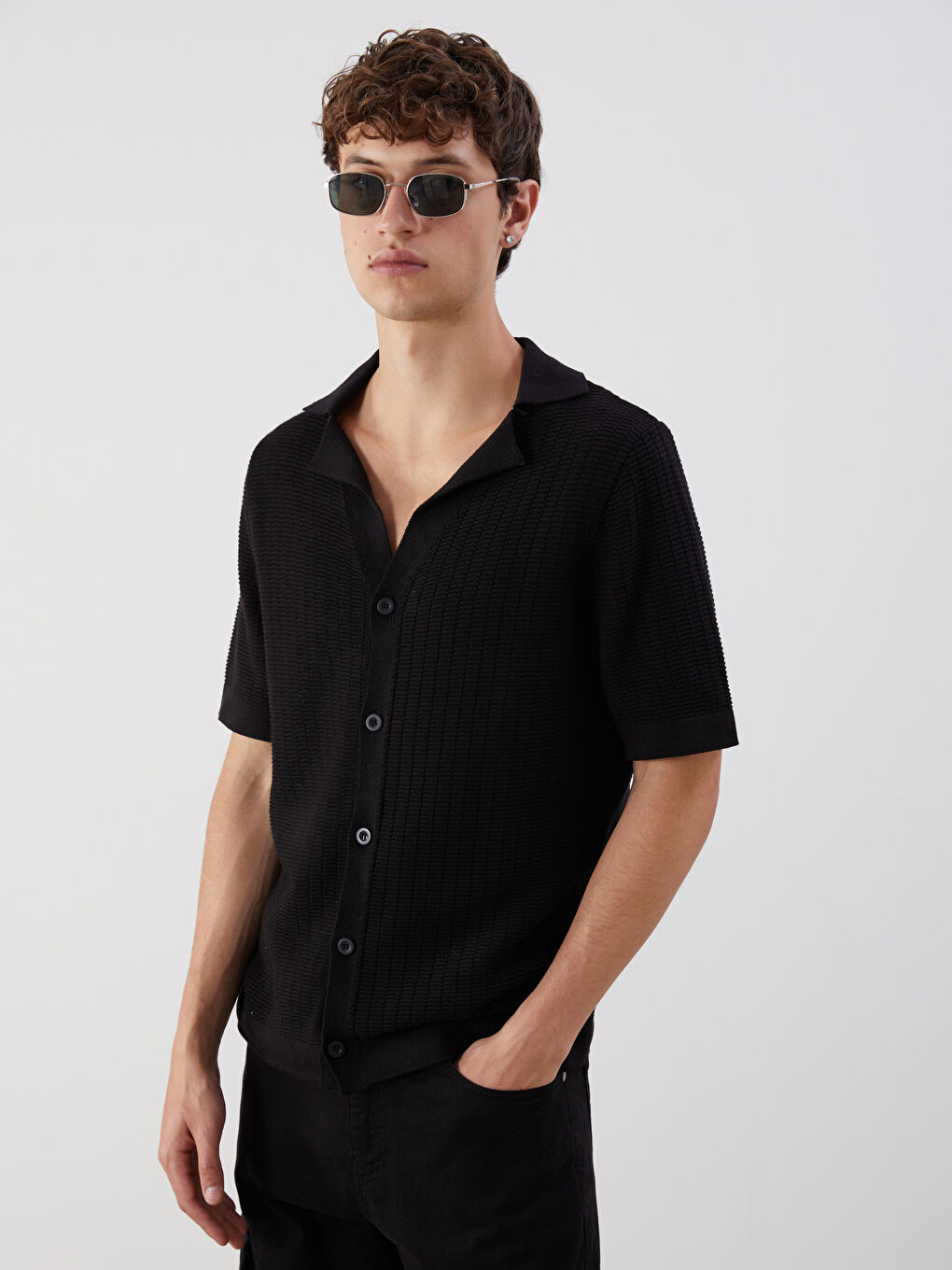 Polo Neck Short Sleeve Men's Knitwear Sweater -S5QA06Z8-CVL