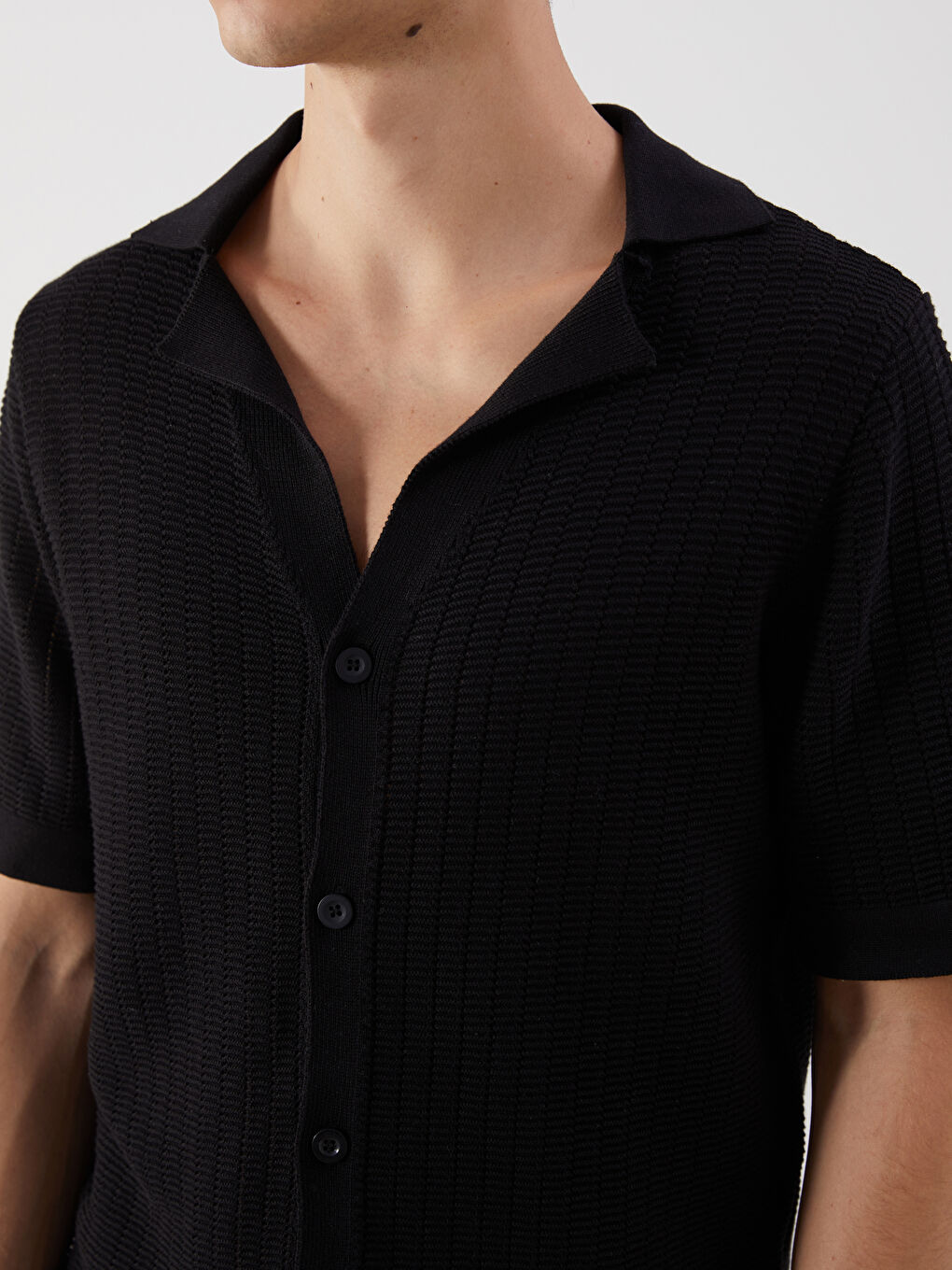 Polo Neck Short Sleeve Men's Knitwear Sweater -S5QA06Z8-CVL
