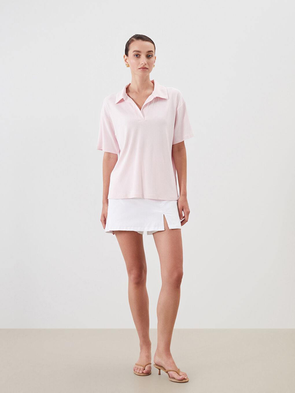 Beyaz Beli Lastikli Kadın Jean Şort Etek