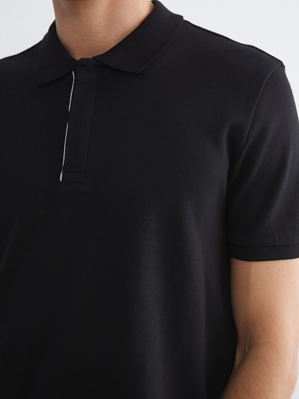Siyah Polo Yaka Pike Erkek Tişört-2