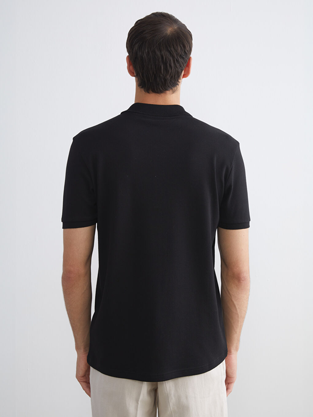 Siyah Polo Yaka Pike Erkek Tişört-3