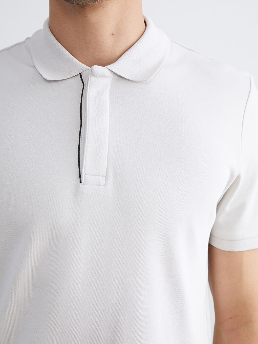 Bej Polo Yaka Pike Erkek Tişört-2