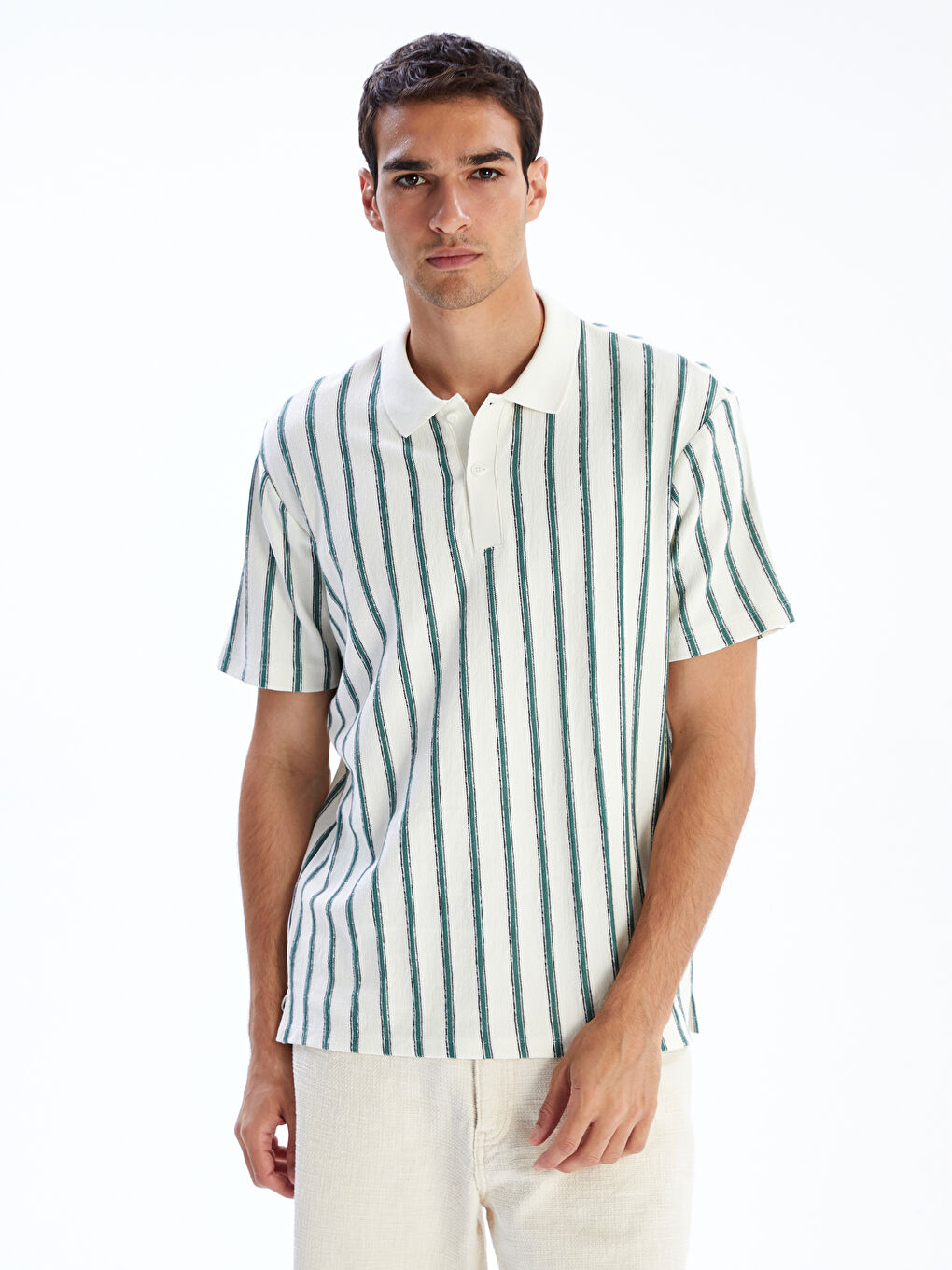LCW Vision Polo Neck Striped Jersey Men's T-Shirt -S5QA39Z8-LHE