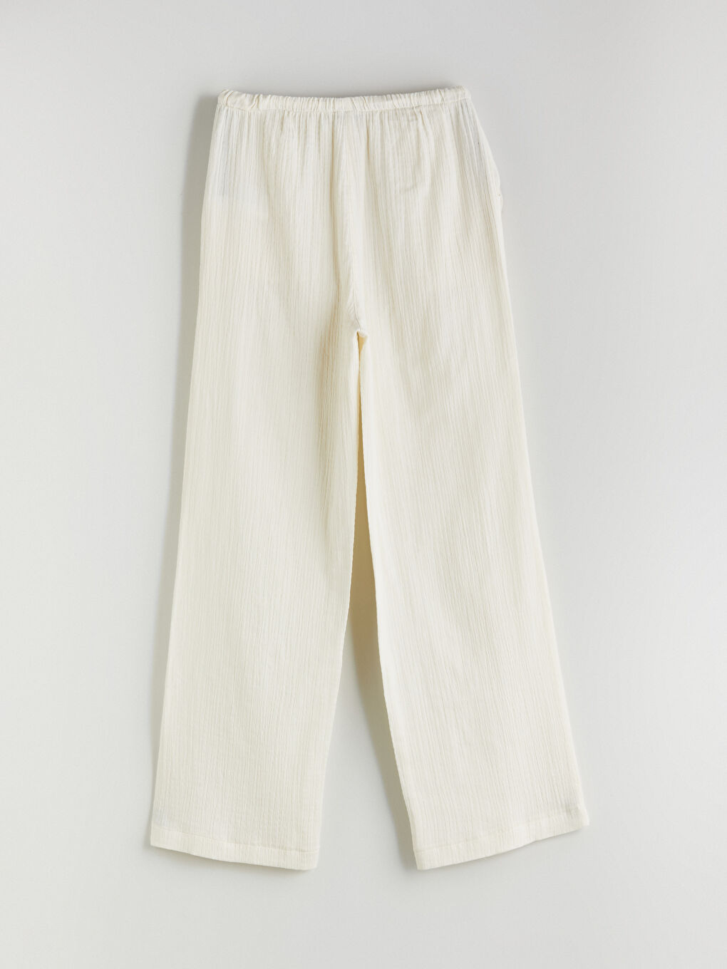 Elasticated Waist Textured Wide Leg Women's Trousers -S5QA51Z8-FDH