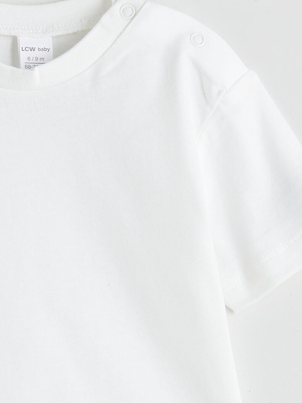 Ekru Bisiklet Yaka Erkek Bebek Penye Tişört-1