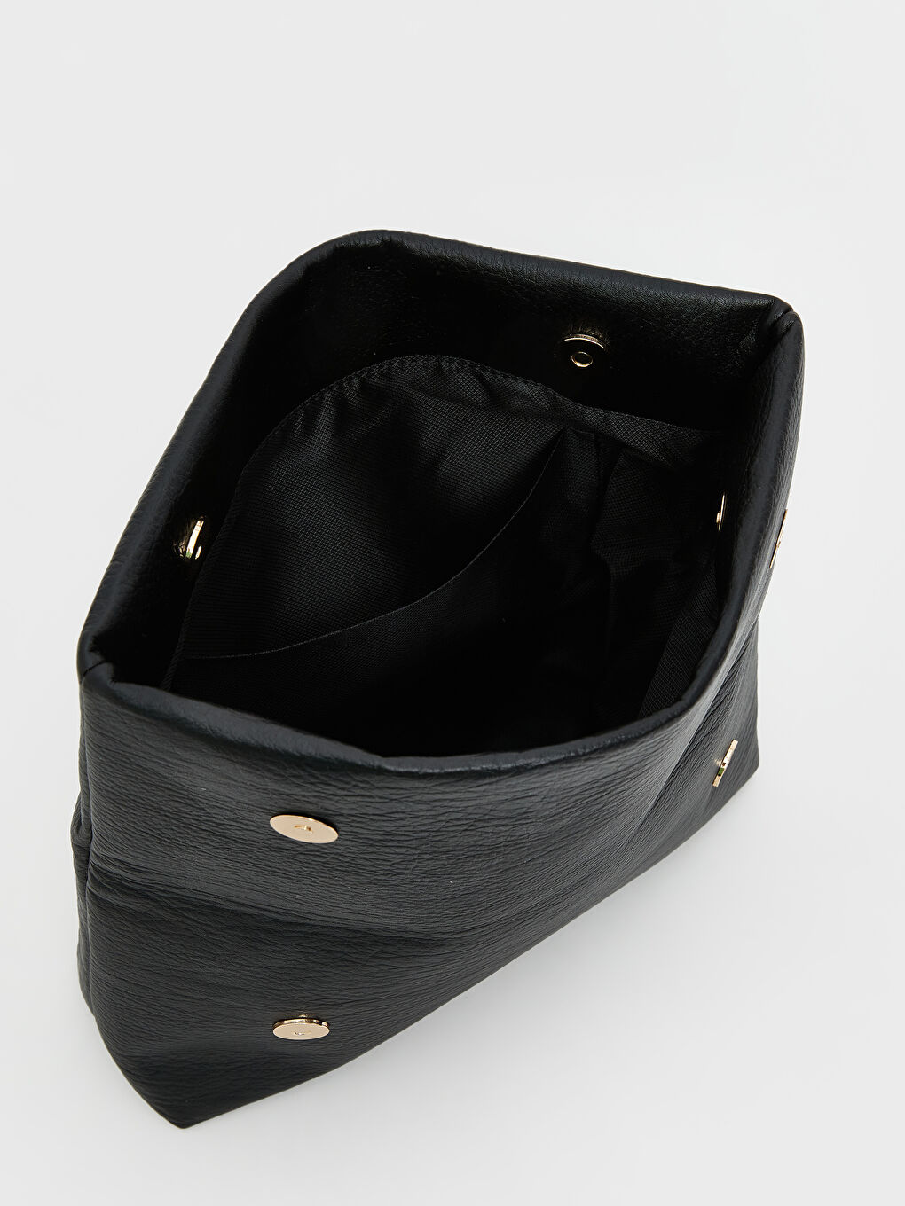 Siyah Deri Görünümlü Kadın El Çantası-5