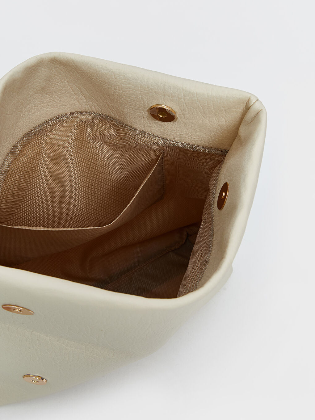 Beyaz Deri Görünümlü Kadın El Çantası-5