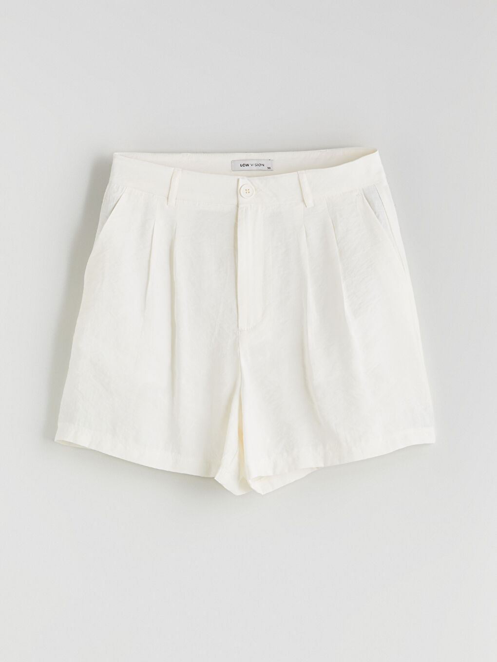 Ekru Loose Fit Modal Karışımlı Kadın Şort-4