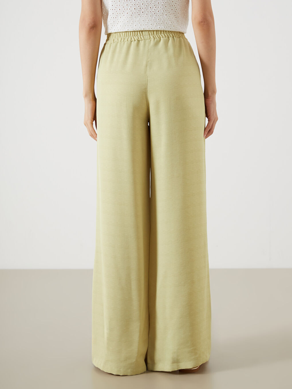 LCW Vision Elastic Waist Wide Leg Women's Trousers -S5QA85Z8-STV