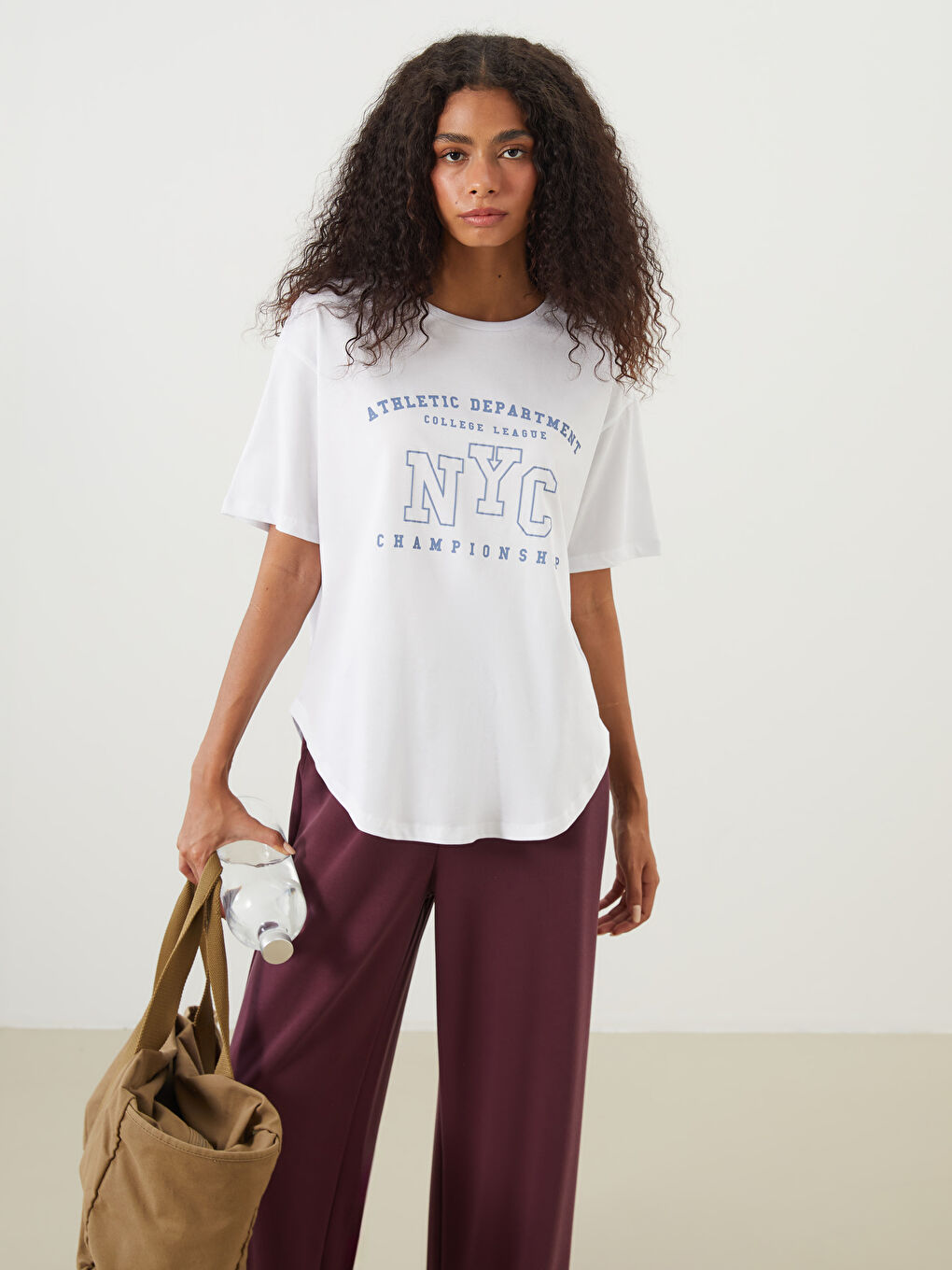 Crew Neck Printed Oversize Women's Sports T-Shirt -S5QA86Z8-Q6K