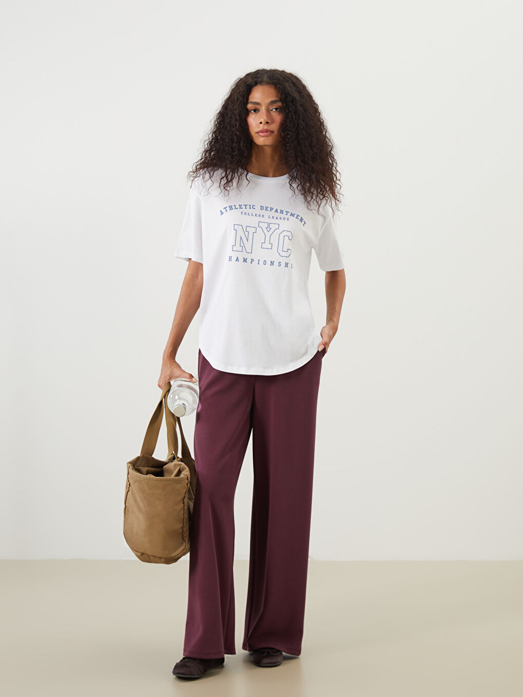 Crew Neck Printed Oversize Women's Sports T-Shirt -S5QA86Z8-Q6K