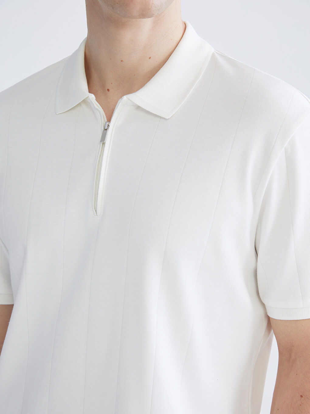 Ekru Polo Yaka Pike Erkek Tişört-5