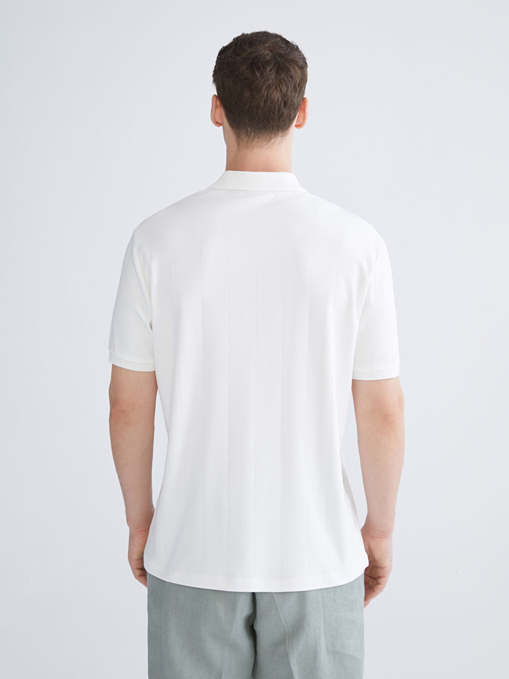 Ekru Polo Yaka Pike Erkek Tişört-7