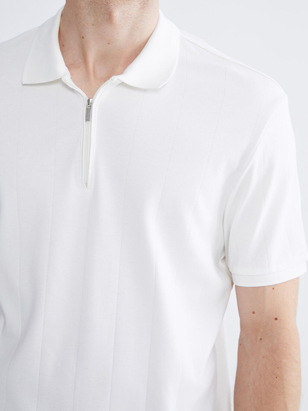 Ekru Polo Yaka Pike Erkek Tişört-4