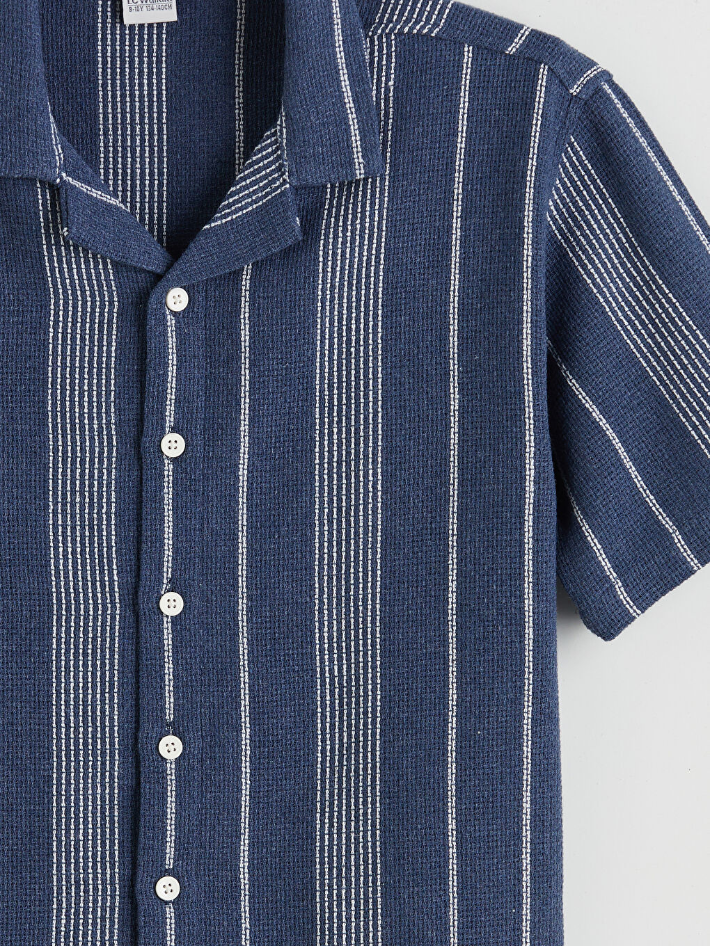 İndigo Çizgili Kısa Kollu Erkek Çocuk Gömlek-2