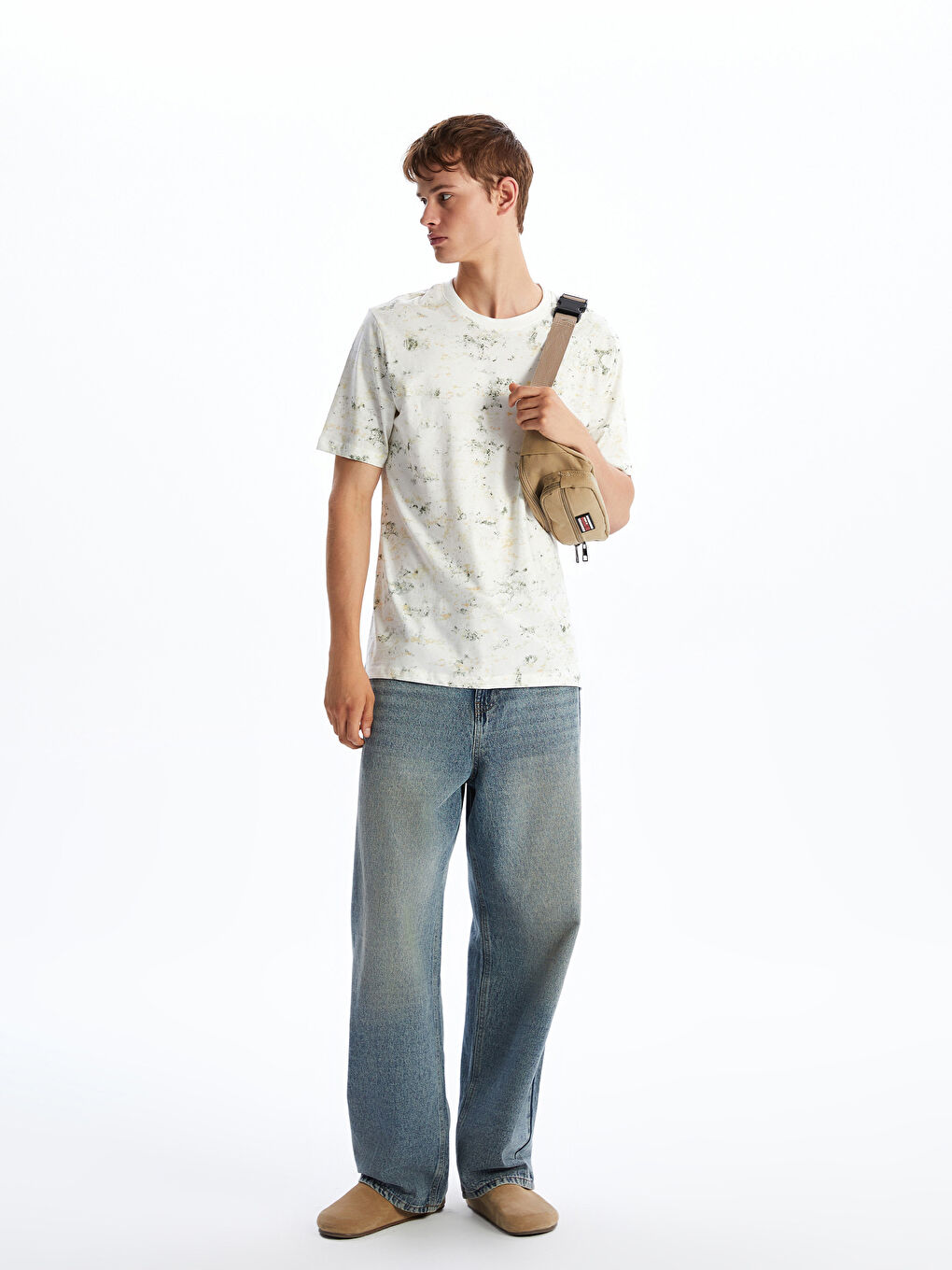 Crew Neck Patterned Jersey Men's T-Shirt -S5QB26Z8-EEW