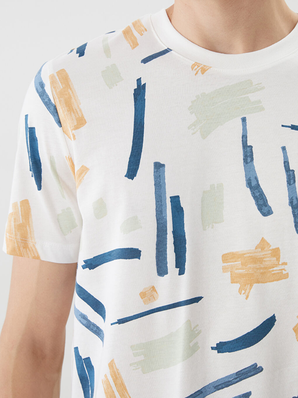 Футболка Мужская с Круглым Вырезом и Принтом из Джерси-2