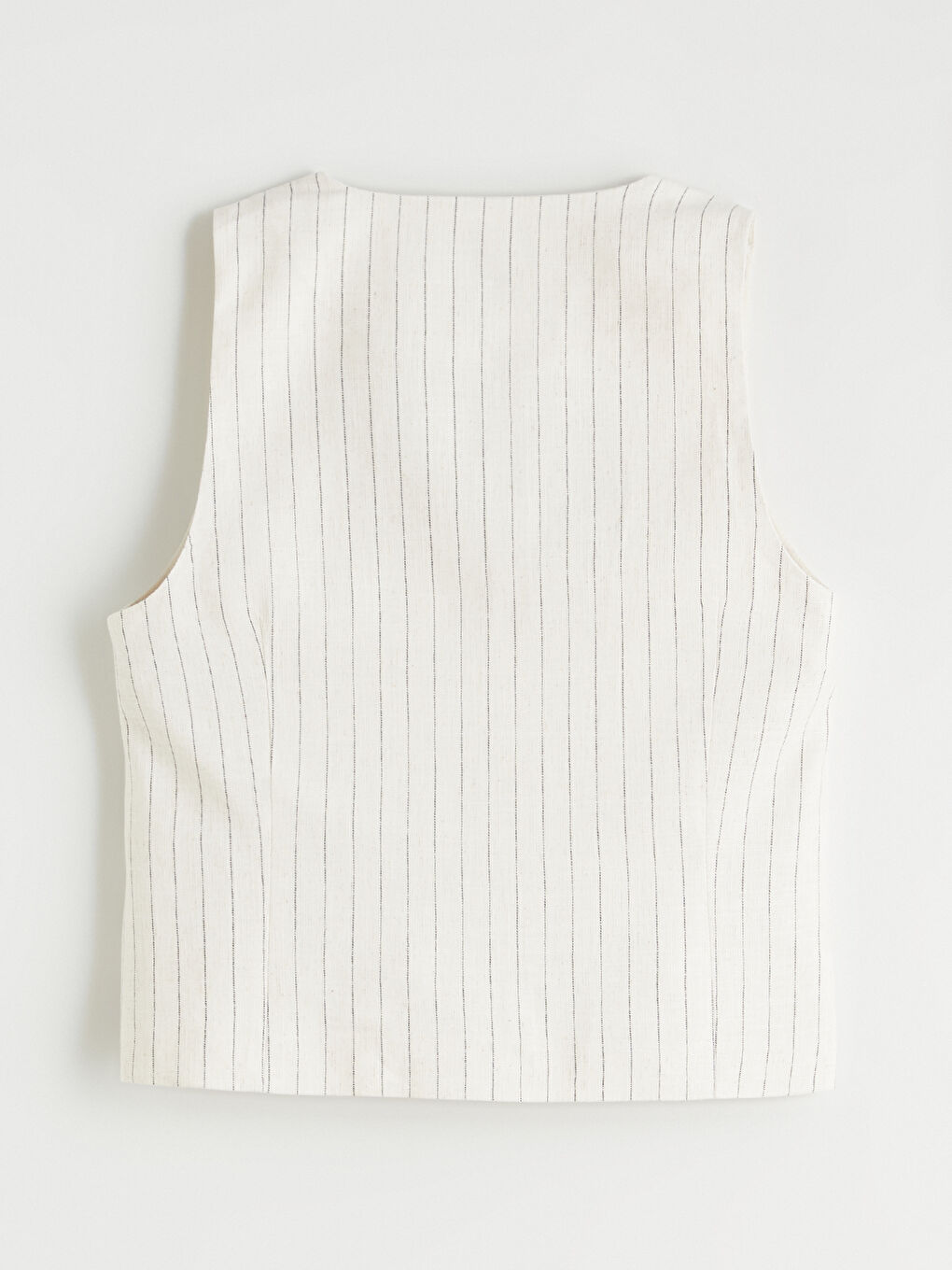 V-Neck Striped Linen Blend Women's Classic Waistcoat-13