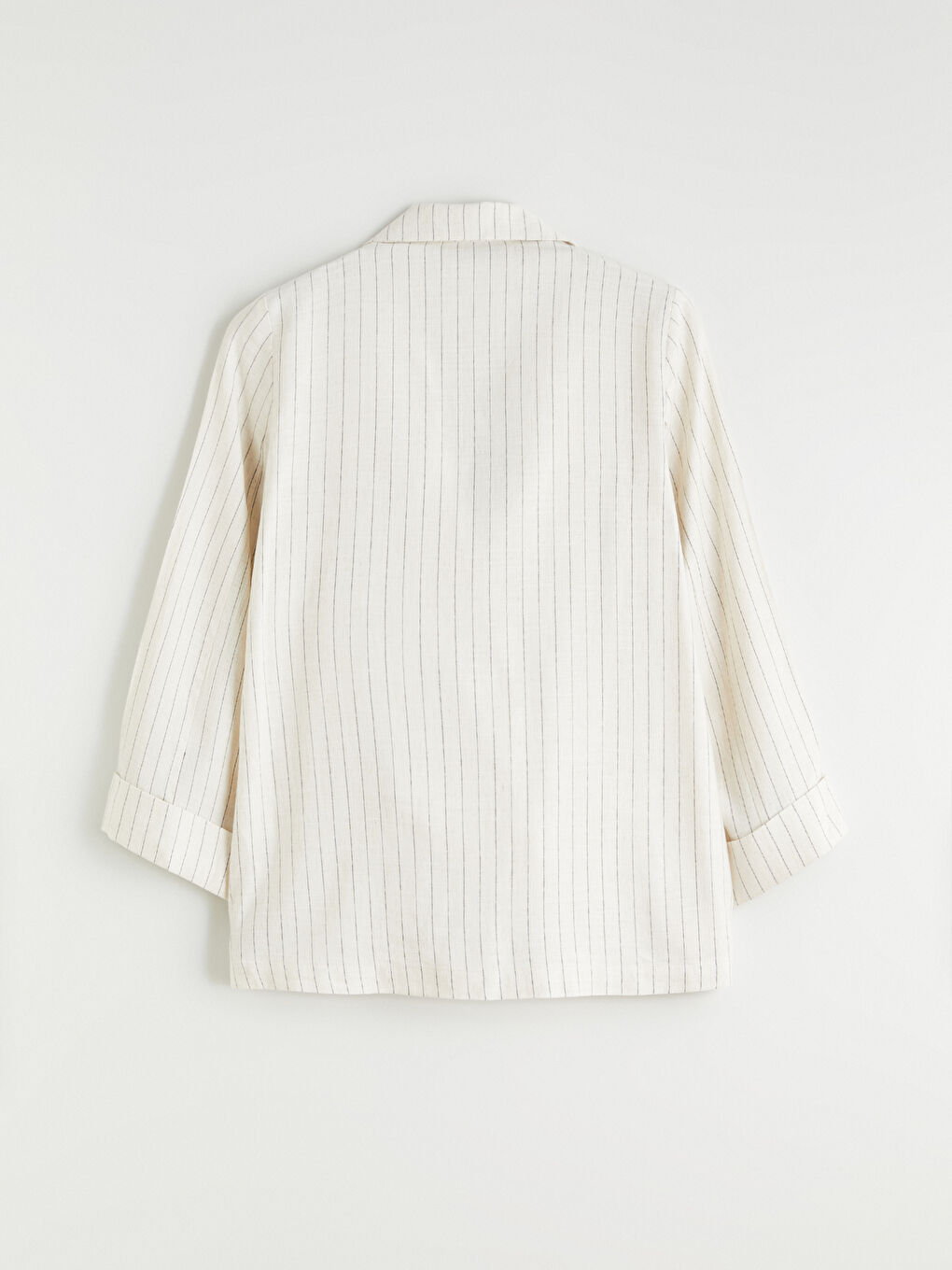 Striped Linen Blend Women's Blazer Jacket-14