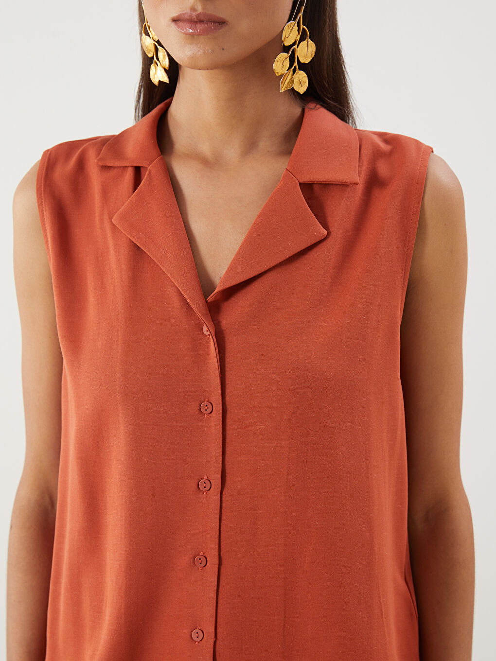 LCWAIKIKI Classic Linen Blend Women's Shirt -S5QB40Z8-GZH