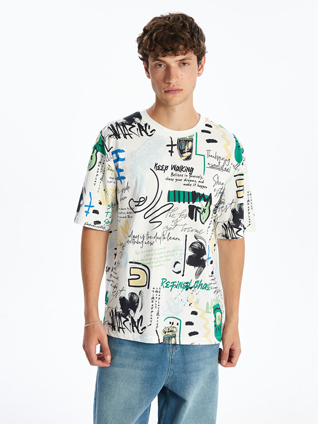 Crew Neck Printed Jersey Men's T-Shirt -S5QB51Z8-R9J