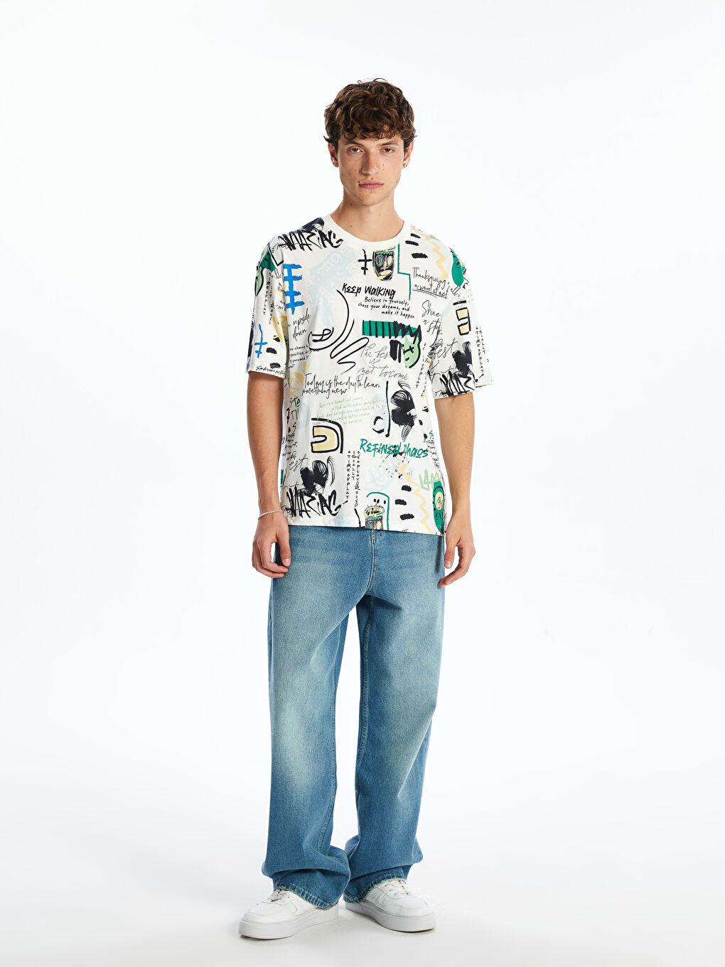 Crew Neck Printed Jersey Men's T-Shirt -S5QB51Z8-R9J