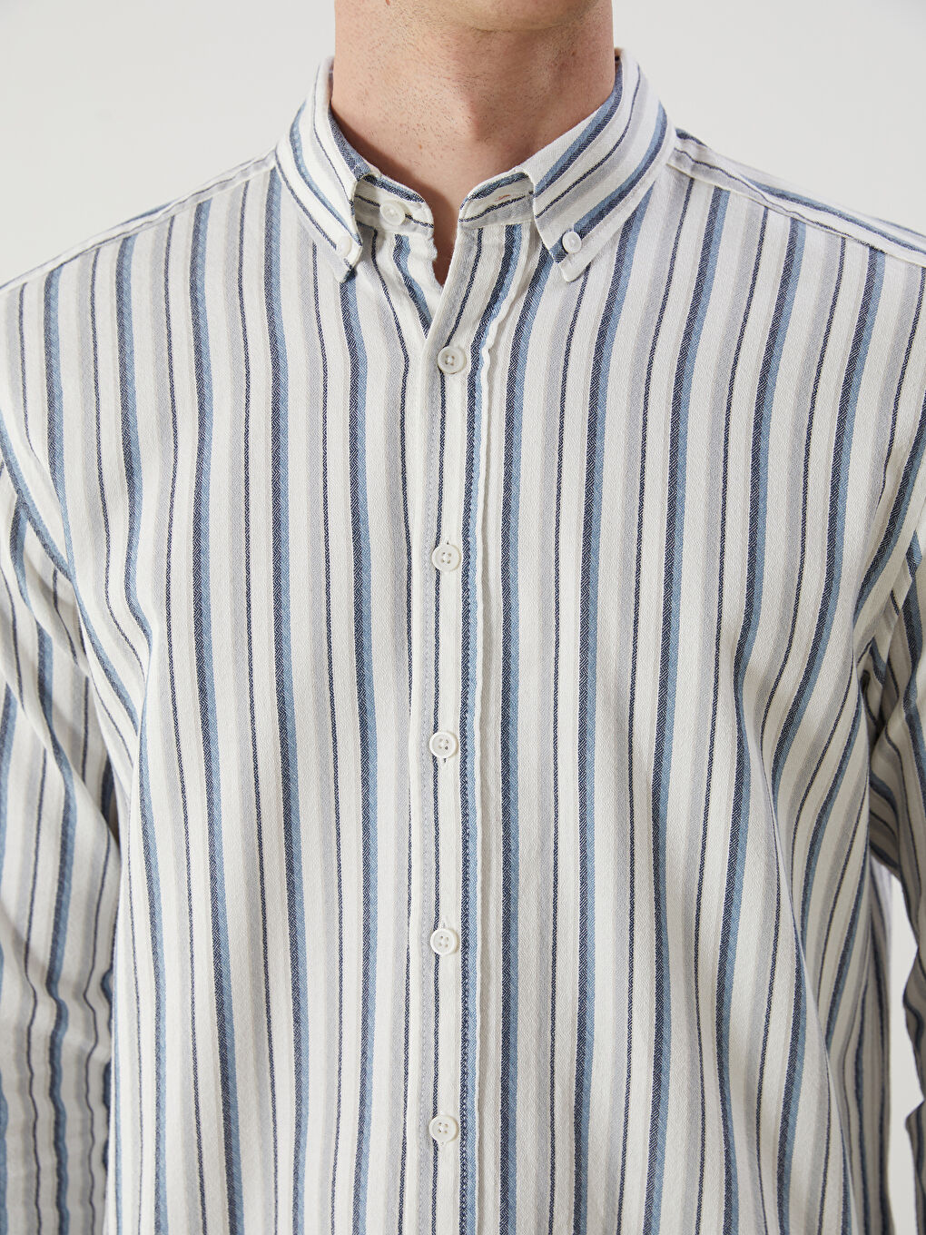 Regular Fit Long Sleeve Striped Men's Shirt -S5QB53Z8-LEN