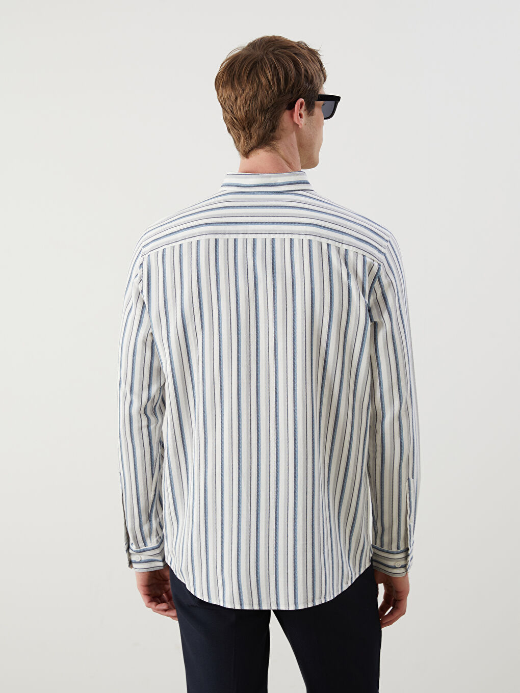 Regular Fit Long Sleeve Striped Men's Shirt -S5QB53Z8-LEN