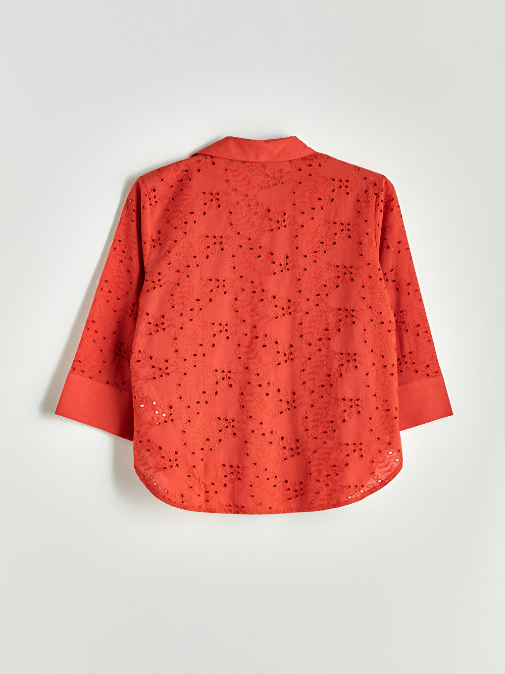 Turuncu Ajurlu Brode Kadın Gömlek-5