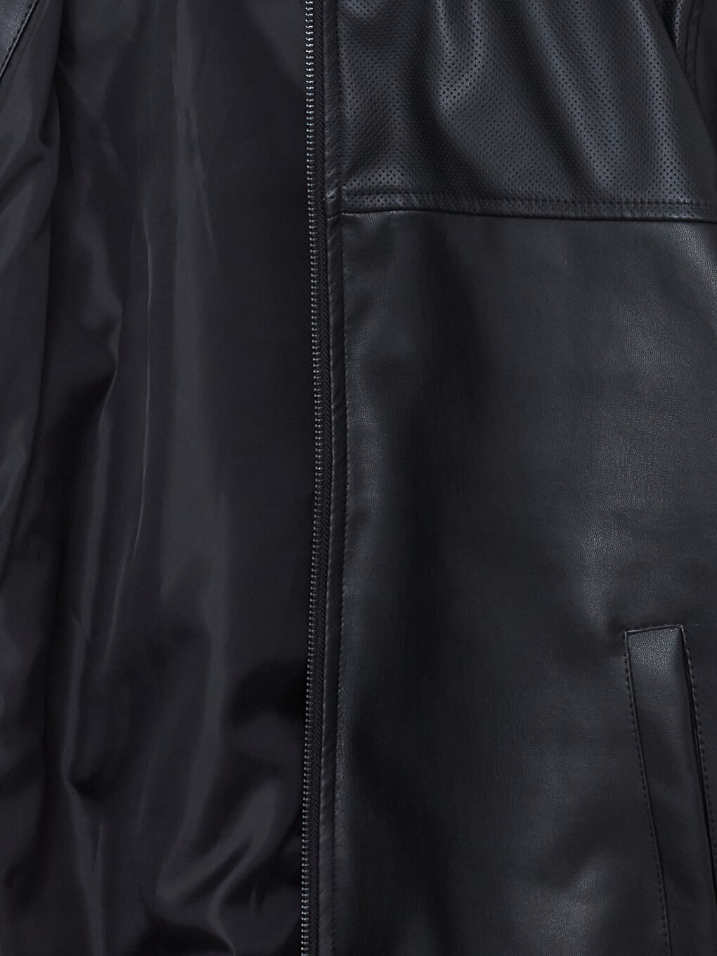 معطف جلد صناعي كلية عادي رجال-12