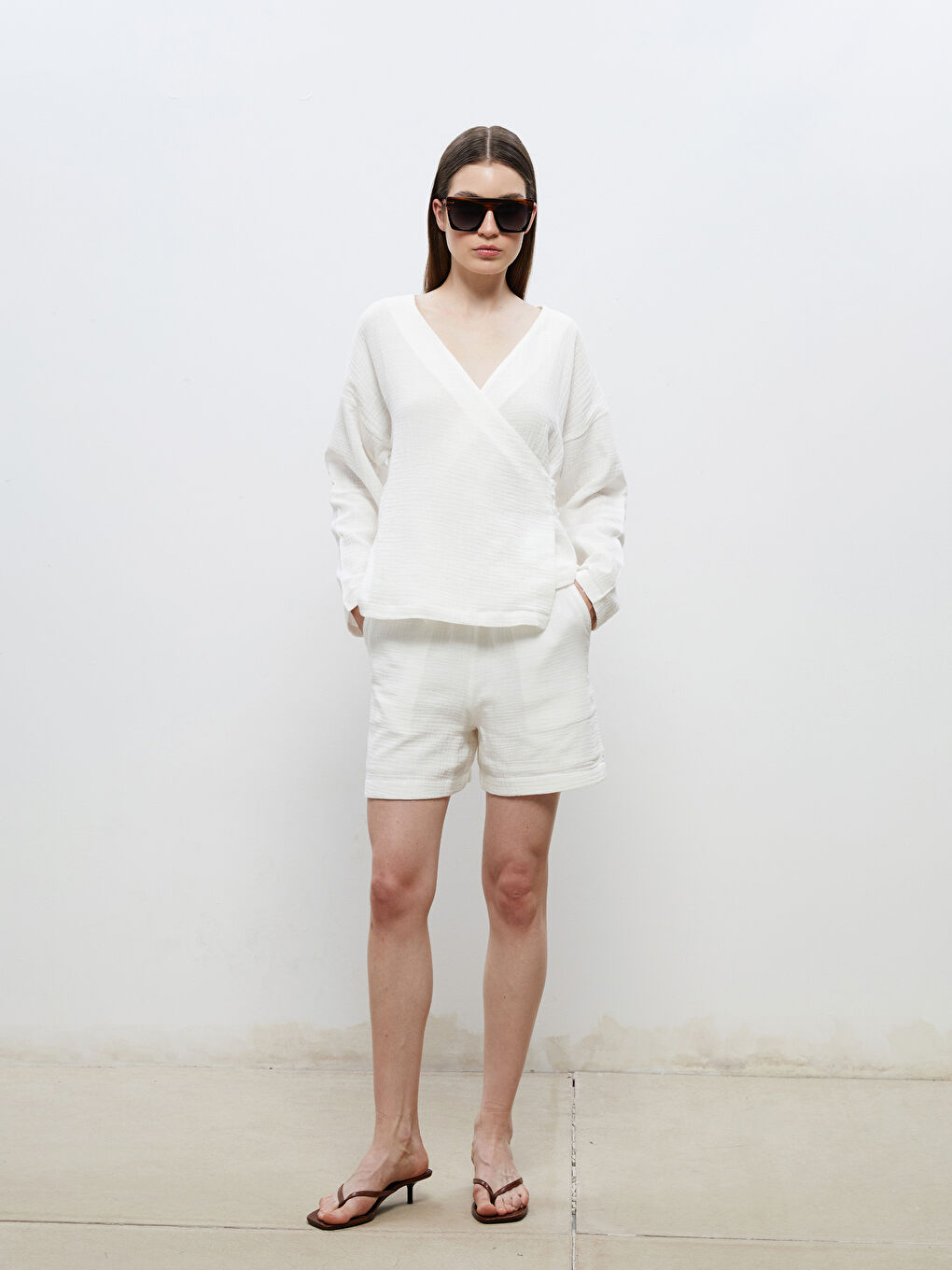 Elasticated Waist Textured Women's Shorts -S5QB79Z8-J5E