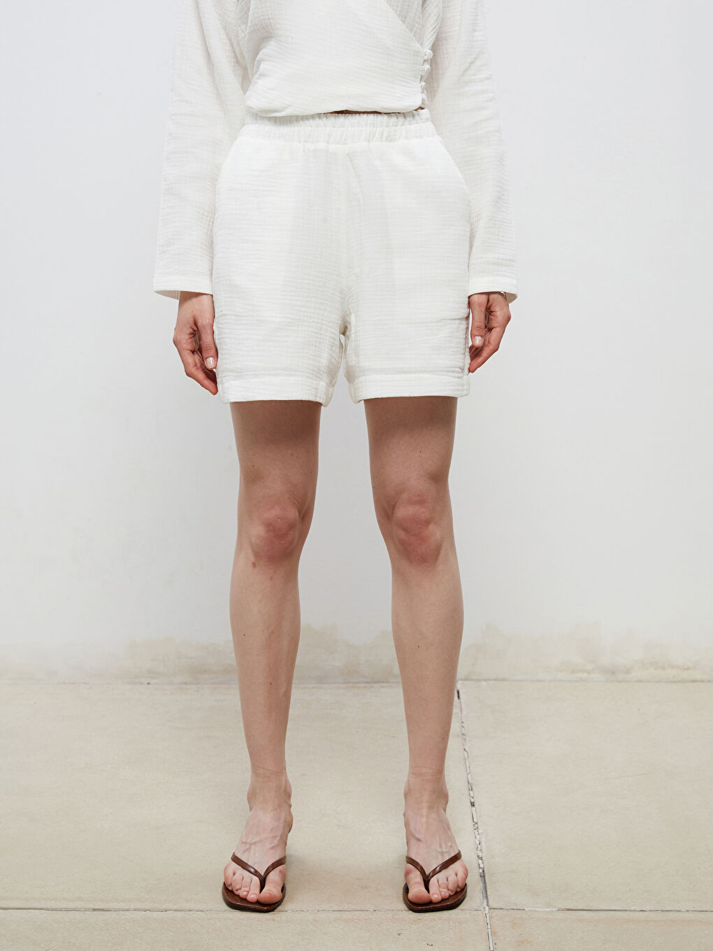 Elasticated Waist Textured Women's Shorts -S5QB79Z8-J5E