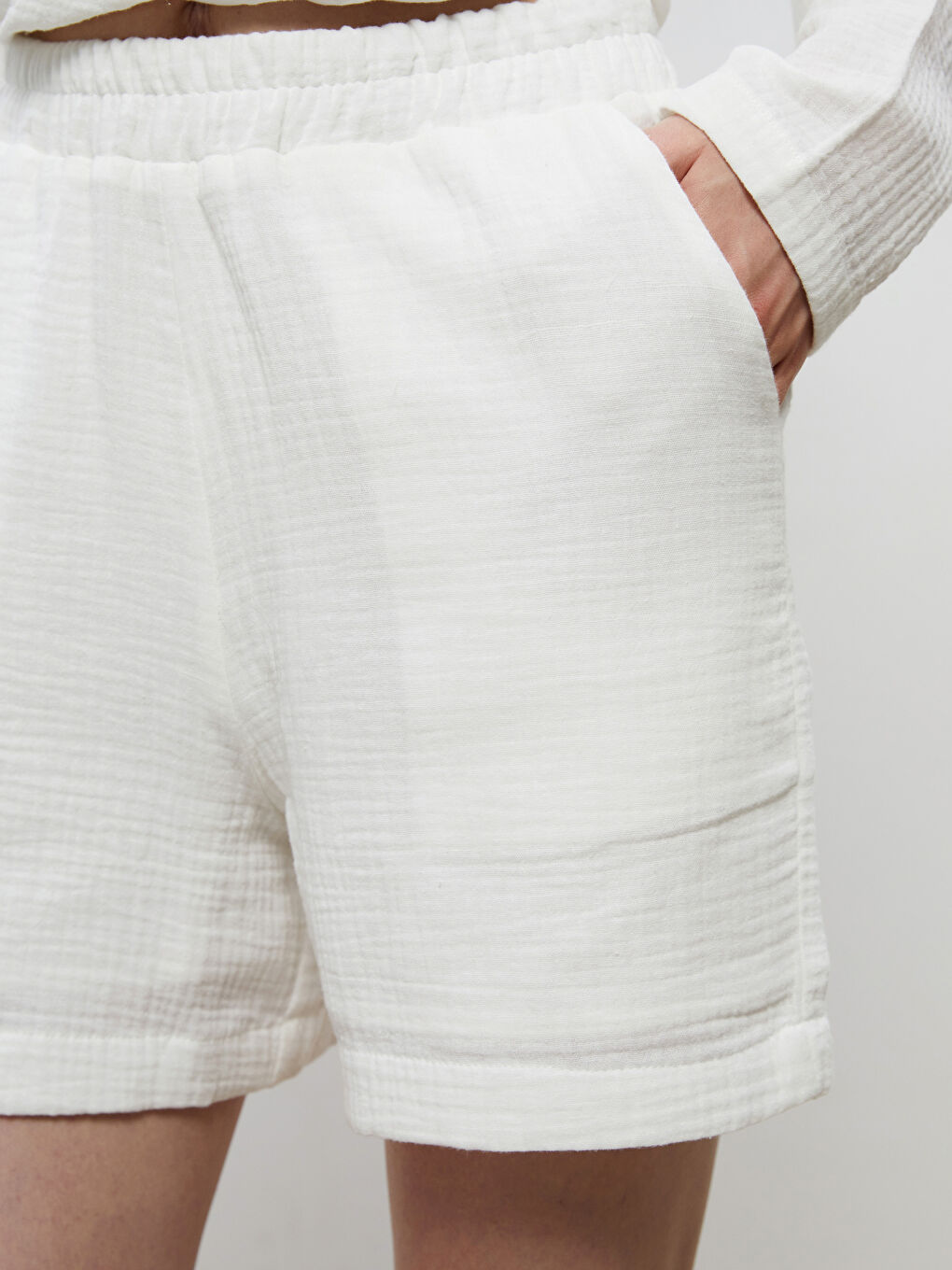 Elasticated Waist Textured Women's Shorts -S5QB79Z8-J5E