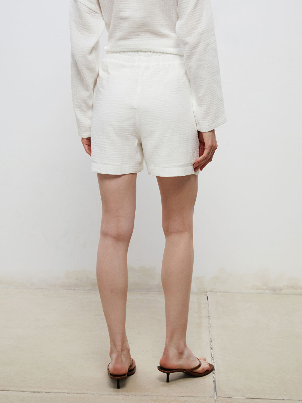 Elasticated Waist Textured Women's Shorts -S5QB79Z8-J5E