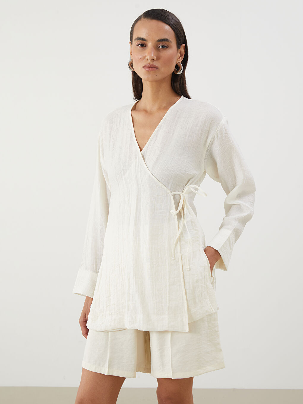 LC Waikiki Double Breasted Textured Women's Kimono -S5QB81Z8-FEW