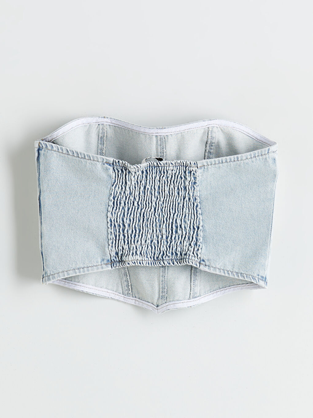 Mavi Straplez Yaka Jean Crop-5