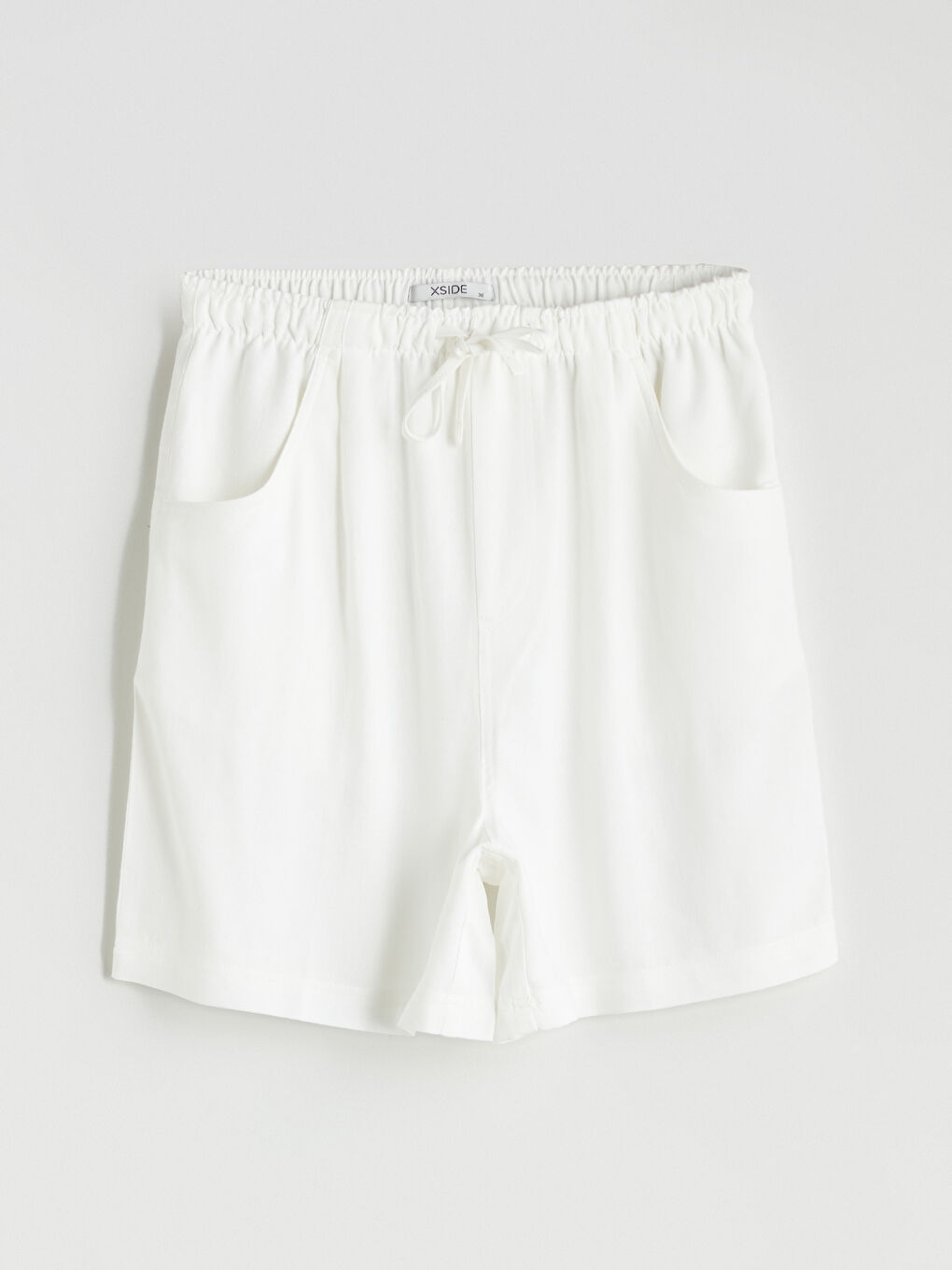 Plain Linen Blend Women's Shorts with Elastic Waist -S5QB91Z8-Q6K