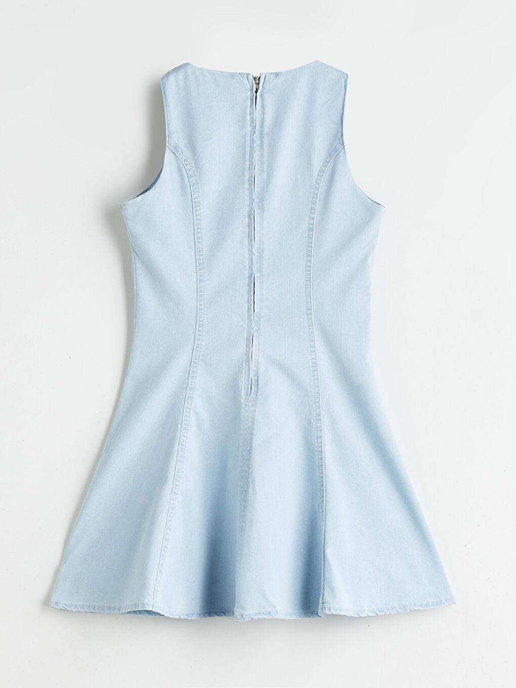 Mavi Bisiklet Yaka Peplum Mini Jean Elbise-5