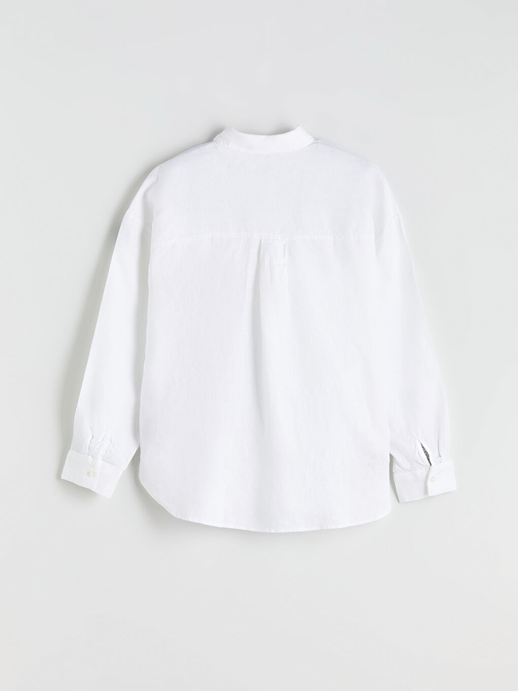 Beyaz %100 Keten Oversize Kadın Gömlek-10