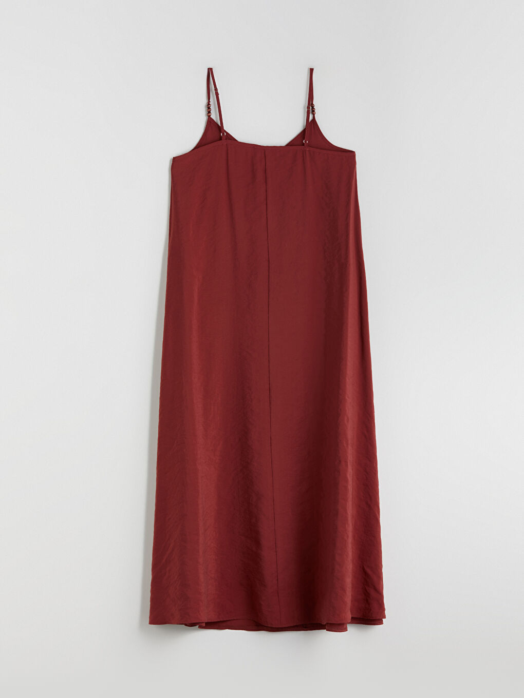 Bordo V Yaka Askılı A Kesim Modal Karışımlı Elbise-5