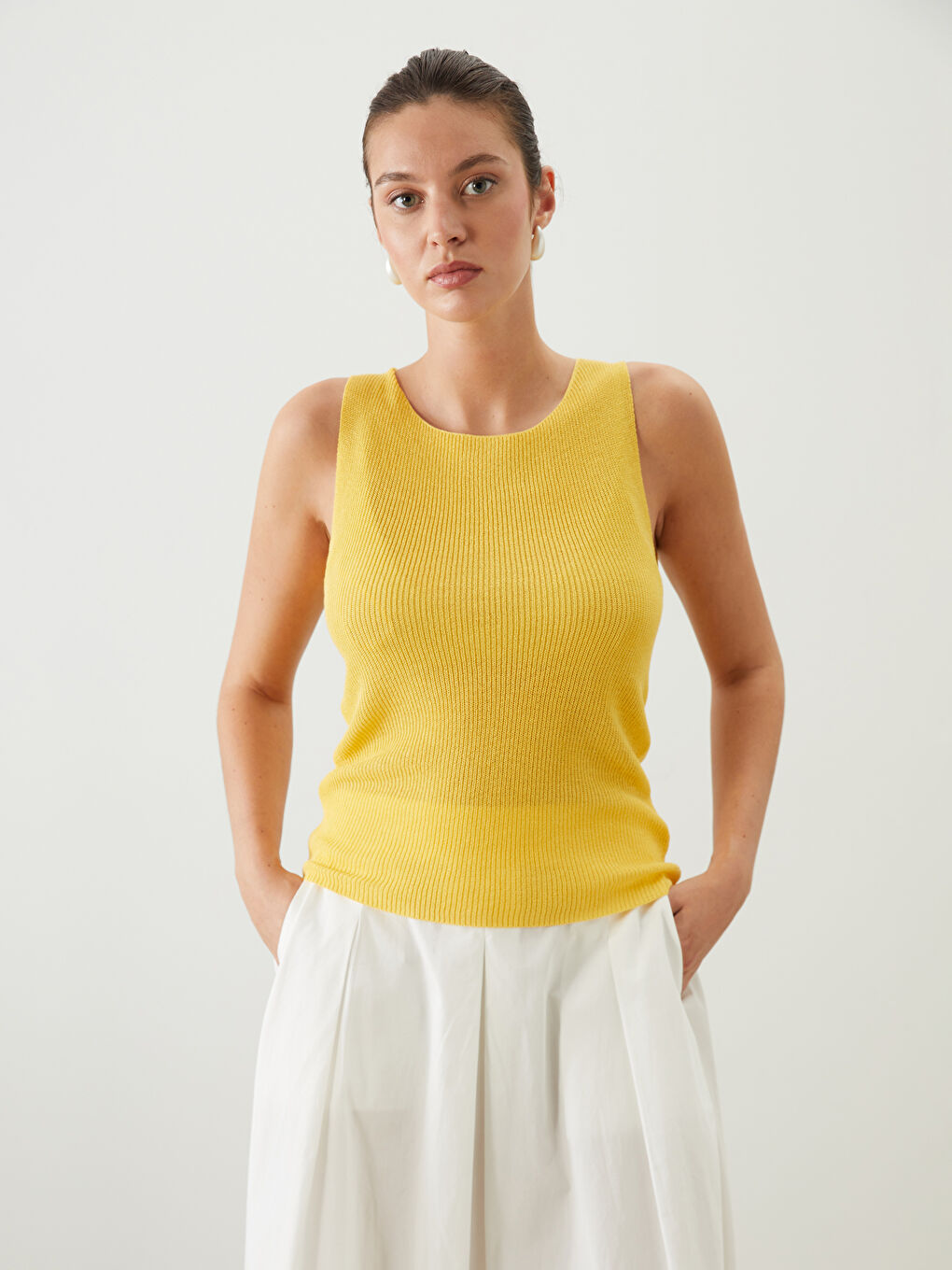 Crew Neck Women's Knitwear Tank Top -S5QC13Z8-DR8