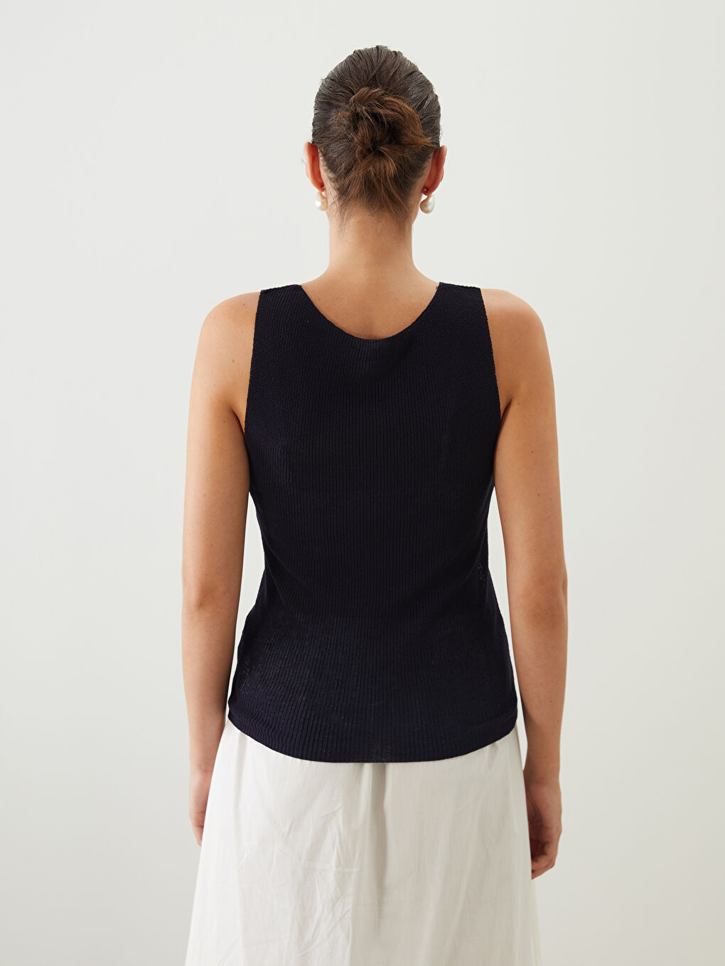 Crew Neck Women's Knitwear Tank Top -S5QC13Z8-E1J