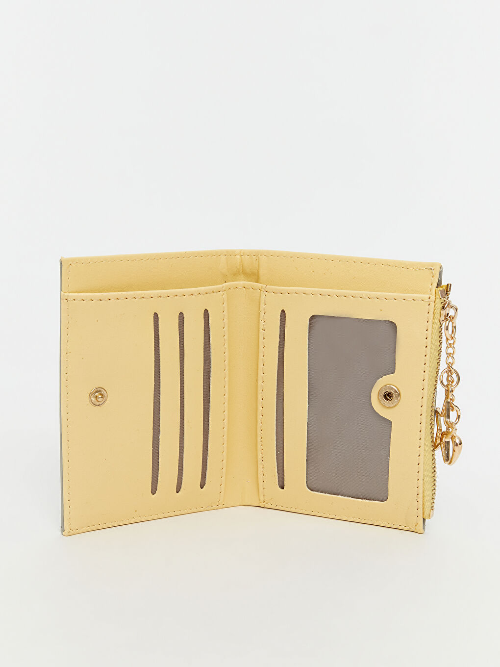 Gri Deri Görünümlü Kadın Cüzdan-2